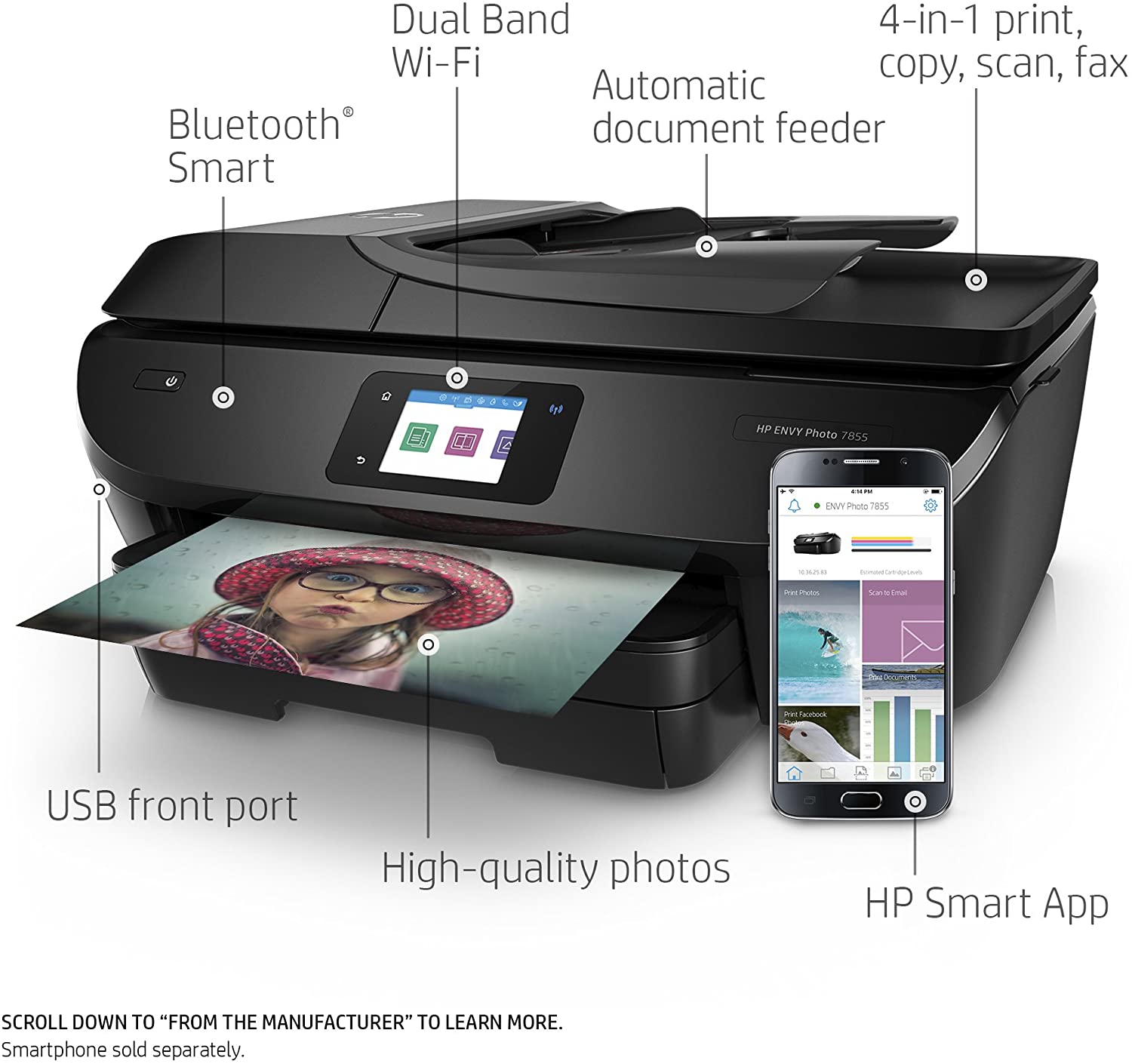 HP ENVY Photo 7855 All in One Photo Printer with Wireless Printing, HP Instant Ink or Amazon Dash replenishment ready (K7R96A) HP ENVY Photo 7855 All in One Photo Printer with Wireless Printing, HP Instant Ink or Amazon Dash replenishment ready (K7R96A)